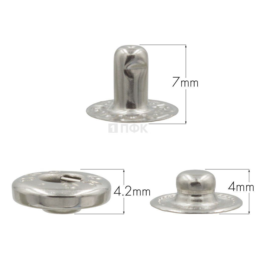 3 Части кнопки для одежды 12,5мм Альфа нерж цв никель (уп 1440шт) DNG