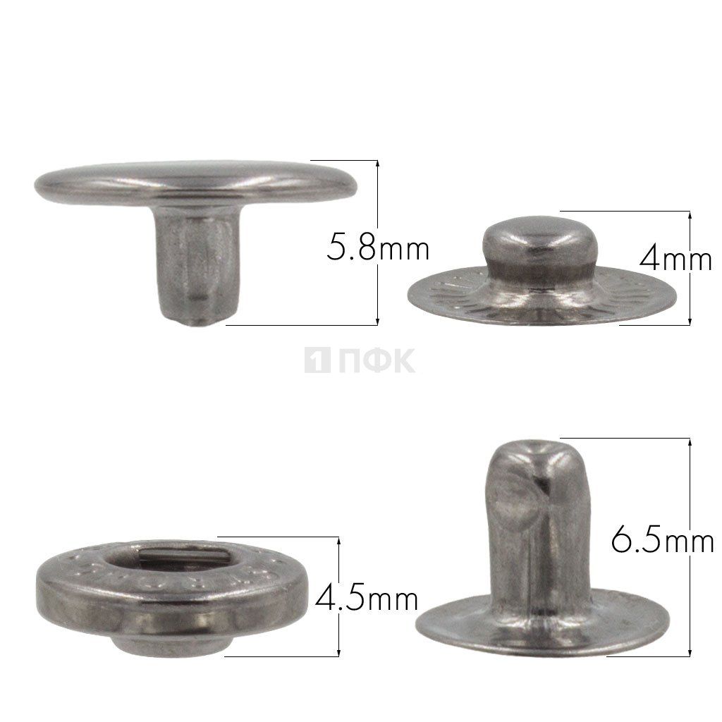 Кнопка для одежды 12,5мм Альфа сталь цв никель тем (уп 1440шт) STRONG — ПФКР Кнопка для одежды 12,5мм Альфа сталь цв никель тем (уп 1440шт) STRONG