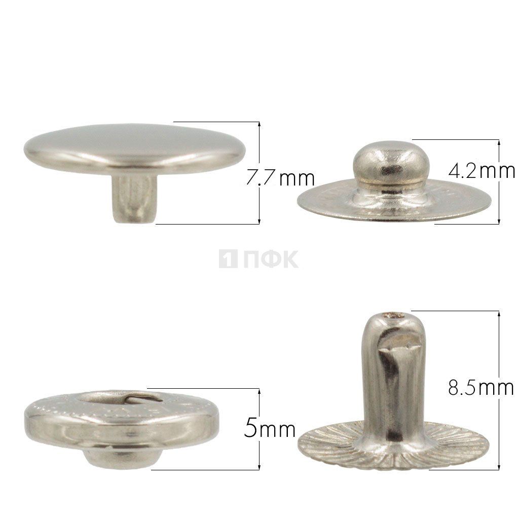 Кнопка для одежды 15мм Альфа нерж цв никель (уп 720шт) NEW STAR