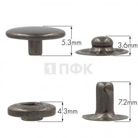 Кнопка для одежды 12,5мм Альфа сталь цв никель тем (уп 1440шт) STORM