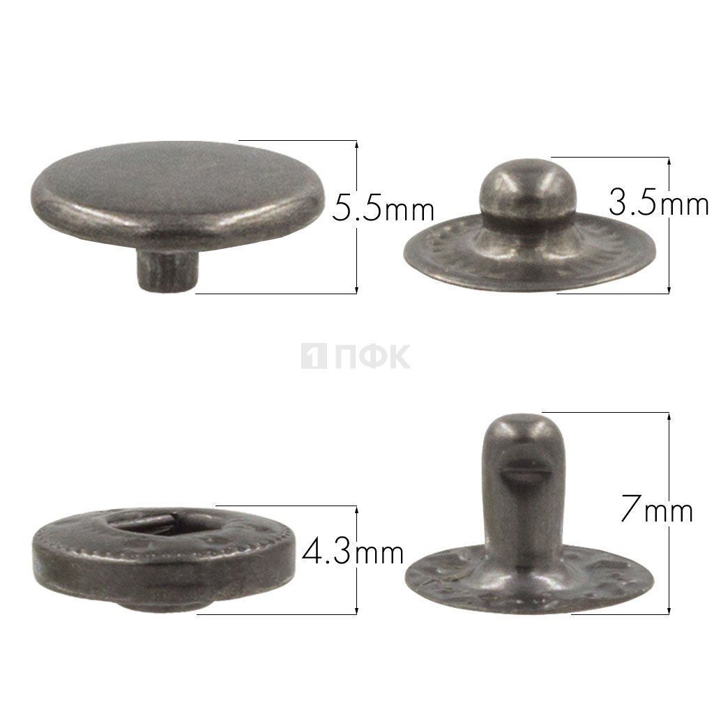 Кнопка для одежды 12,5мм Альфа сталь цв никель тем (уп 1440шт) NEW STAR 