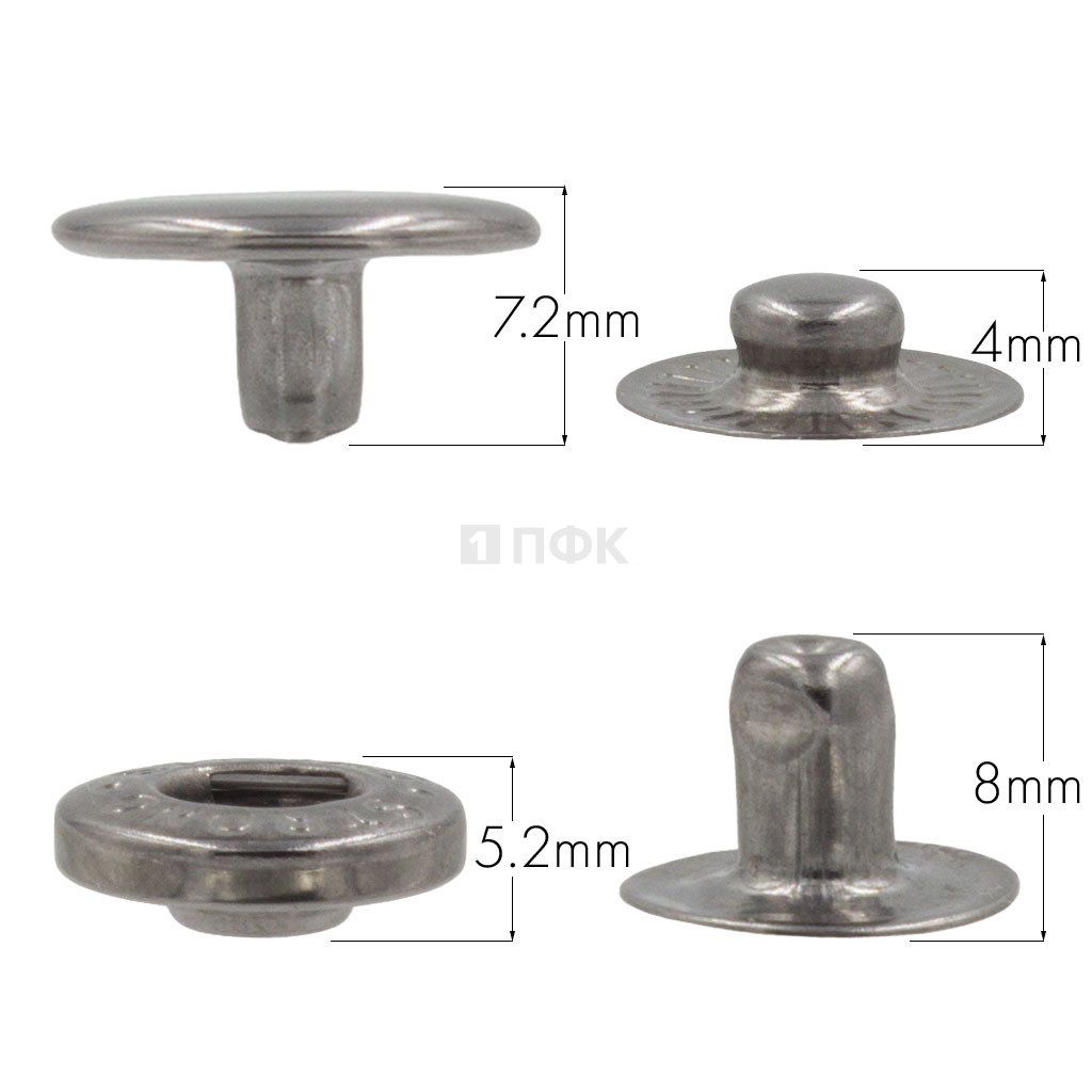 Кнопка для одежды 15мм Альфа сталь цв никель тем (уп 720шт) STRONG