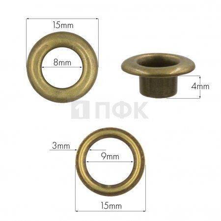 Люверсы №5 8мм сталь цв антик (уп 1000шт) Люверсы №5 8мм сталь цв антик (уп 1000шт)