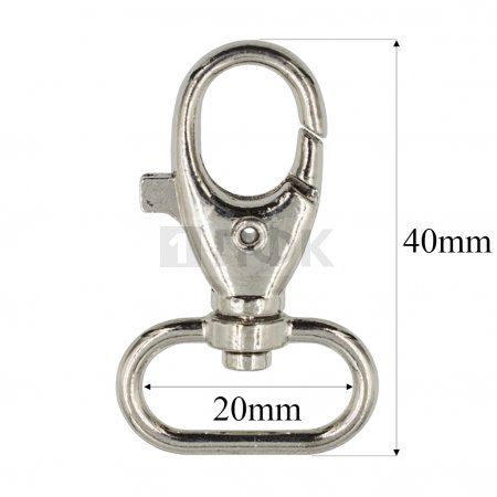 Карабин 20мм металл цв никель (уп 100шт) толстый Карабин 20мм металл цв никель (уп 100шт) толстый
