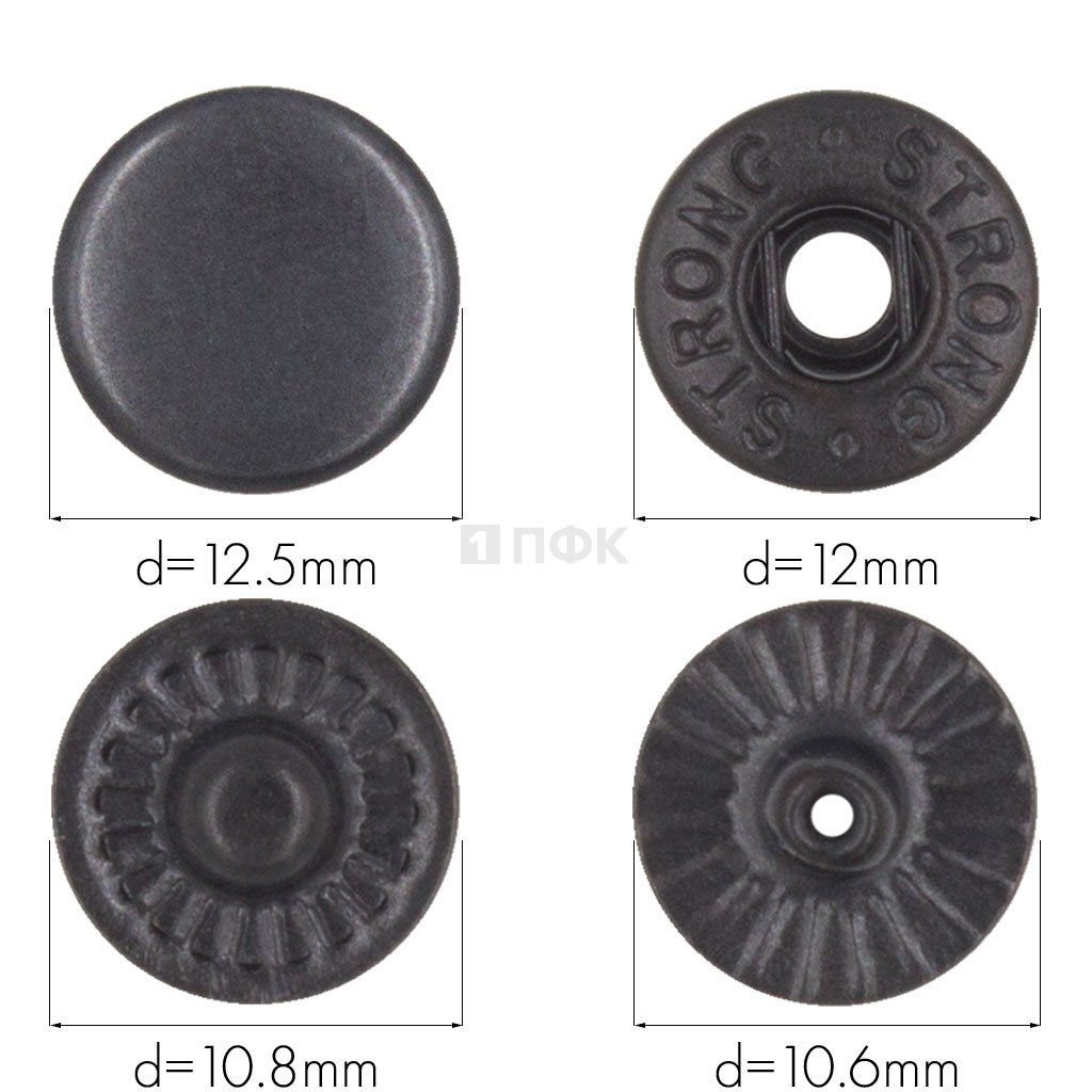 Кнопка для одежды 12,5мм Альфа сталь цв оксид (уп 1440шт) STRONG — ПФКР Кнопка для одежды 12,5мм Альфа сталь цв оксид (уп 1440шт) STRONG