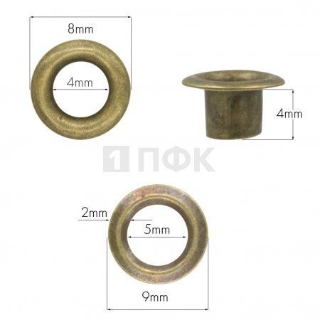 люверсы №2 4мм сталь цв антик (уп 5000шт) люверсы №2 4мм сталь цв антик (уп 5000шт)