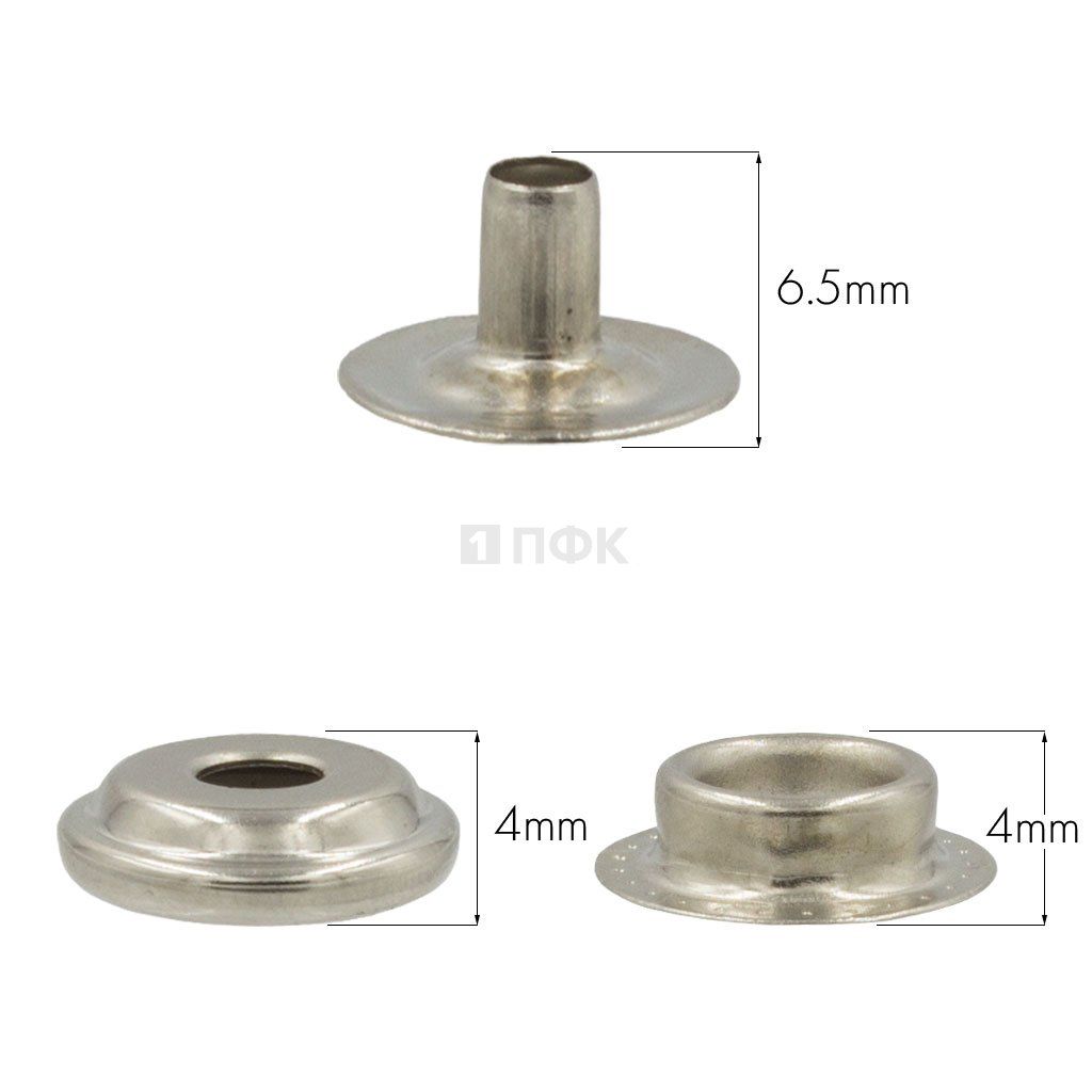 3 Части кнопки для одежды 15мм №61 латунь цв никель (уп 720шт) STRONG