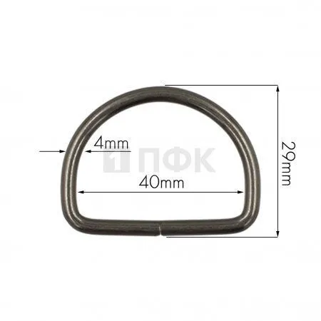 Полукольцо 40мм (толщ 4мм) цв никель темн (уп 200шт/3000шт)